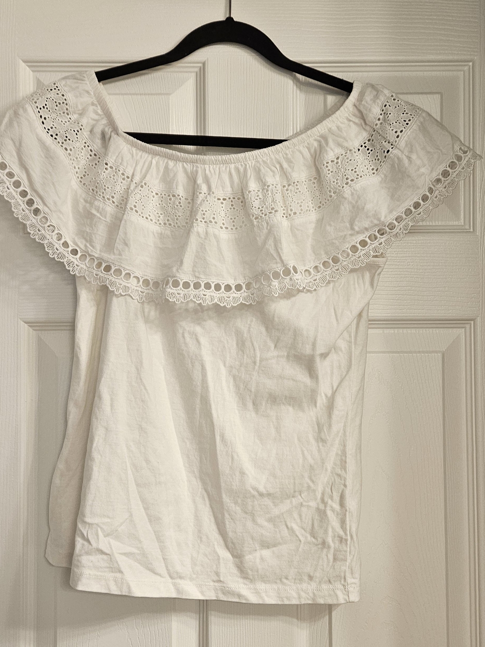 Lilly Pulitzer White Off-Shoulder Tracee Eyelet Ruffle Top Sz S